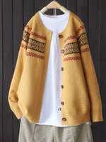 Women Wool/Knitting Color Block Long Sleeve Comfy Casual Cardigan