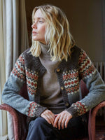 Women's Knitted Fair Isle Diamond Pattern Cardigan