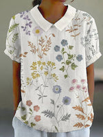 Casual Floral Print Short Sleeve Blouse