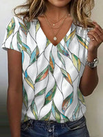 Vintage Casual V-neck Short Sleeve T-Shirt