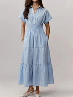 Women's V-neck Short-sleeved Casual Loose Dress