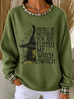 Casual Plaid Crew Neck Long Sleeve Sweatshirt