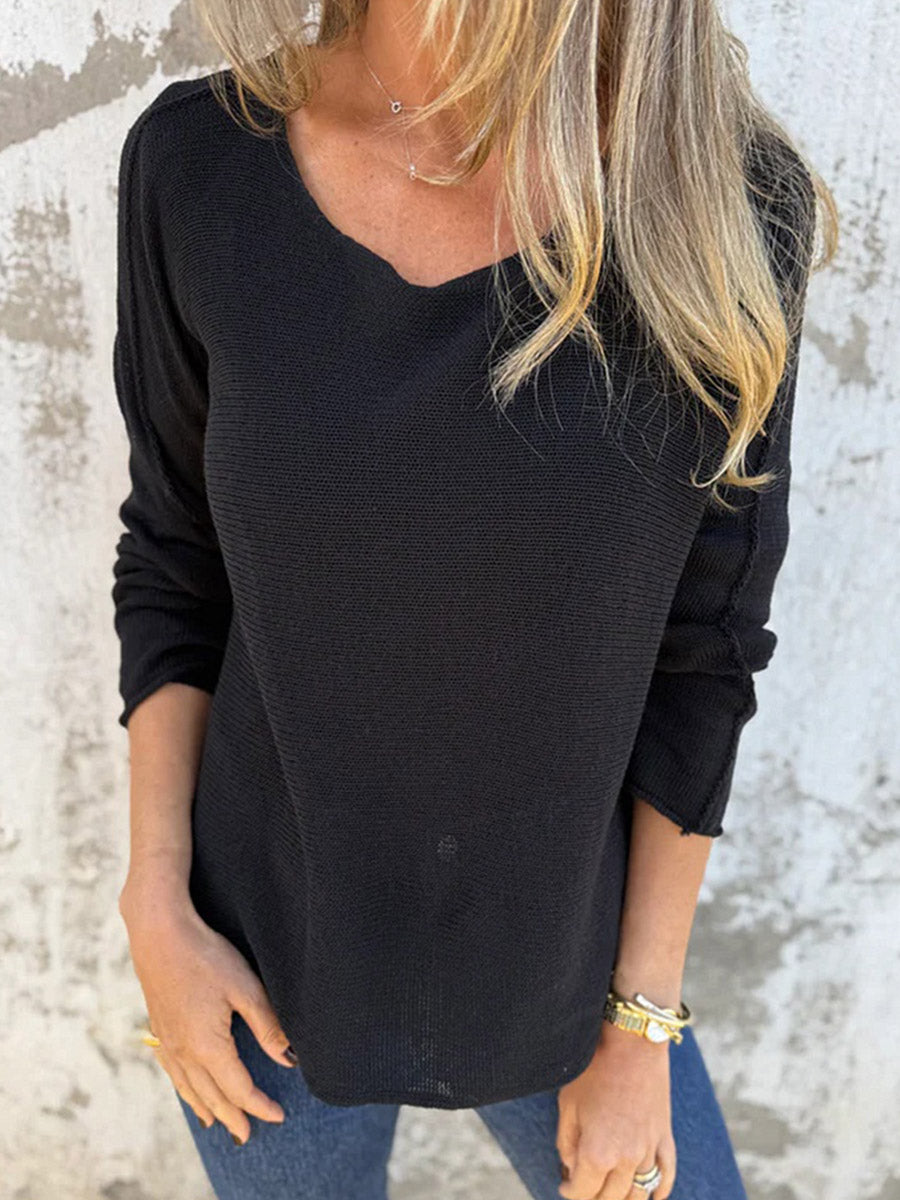 Women's Knitted See-through Long Sleeve Sweater