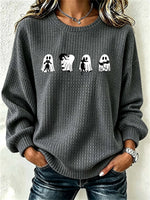 Casual Cat Crew Neck Long Sleeve Sweatshirt