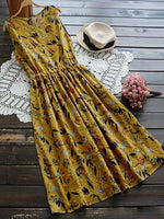 Women Summer Sleeveless Vintage Floral Midi Dress