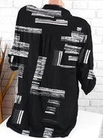 Black Casual Collared Geometric Printed Shirt