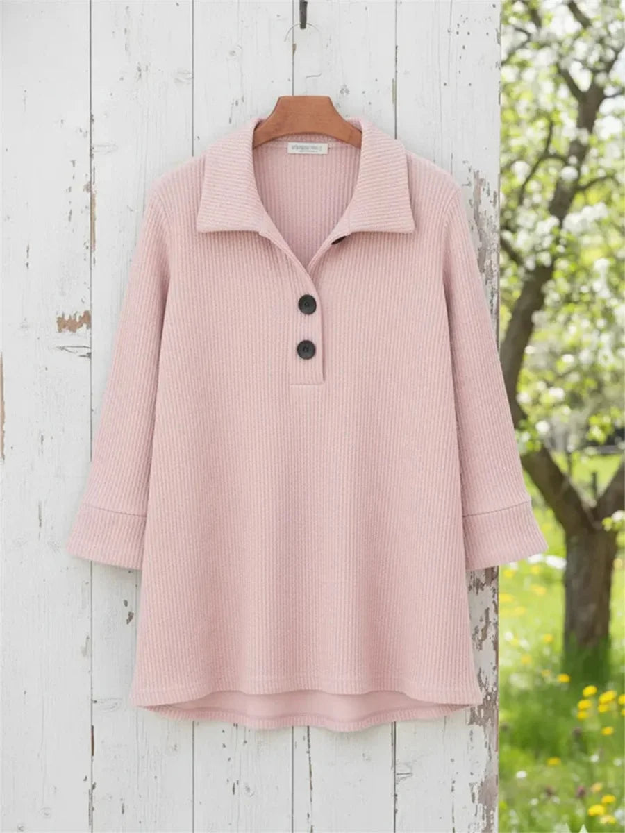 Women's Casual Button-up Long Sleeve Pullover Sweater