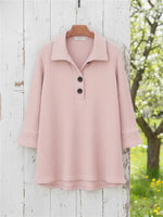 Women's Casual Button-up Long Sleeve Pullover Sweater