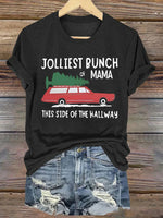 Jolliest Bunch Of Mama Christmas Cotton Crew Neck T-Shirt