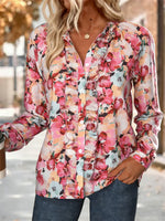Casual Long Sleeve Floral Print Loose Shirt