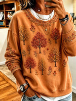 Casual Maple Leaf Crew Neck Long Sleeve Sweatshirt