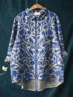 Women's Vintage Floral Print Casual Long Sleeve Shirt