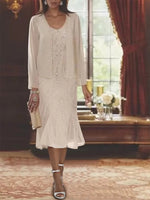 Elegant Long Sleeve PlainTwo Piece Set