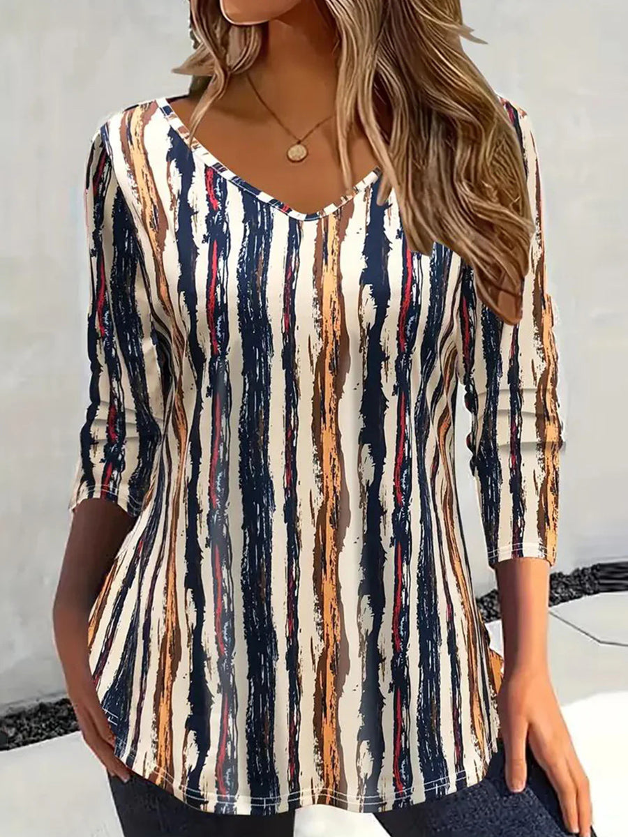 Breezy V-Neck Long Sleeve Top