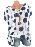 Plus Size Polka Dots Casual Bat Sleeveless Blouse