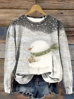 Vintage Cartoon Round Neck Long Sleeve Sweatshirt