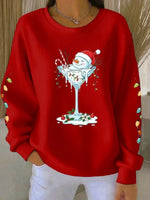 Casual Christmas Snowman Crew Neck Long Sleeve Sweatshirt