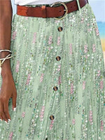 Women's Polka Dot Printed Graphic Straight Fashion Split Button Maxi High Waist Skirt