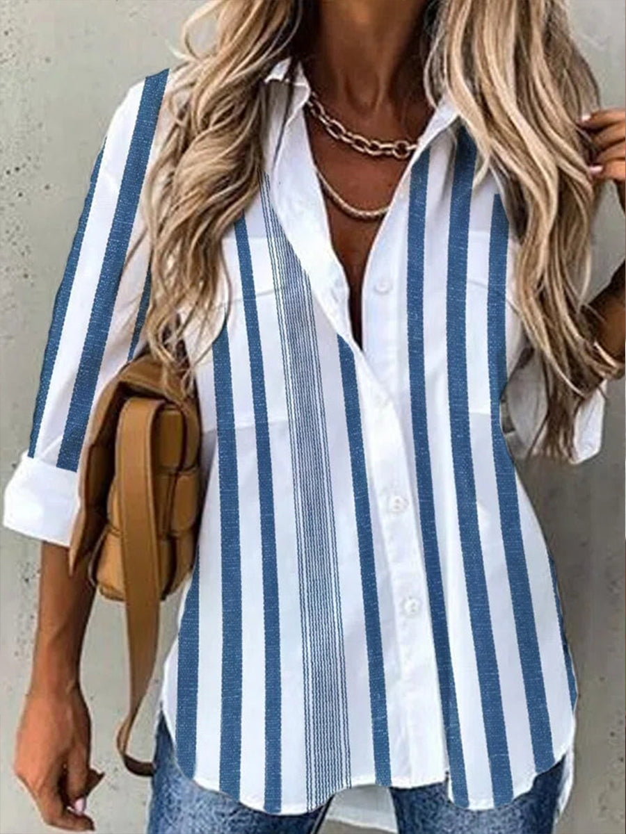 Stripes Long Sleeve Casual Loose Shirts