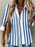 Stripes Long Sleeve Casual Loose Shirts