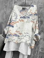 Grey Bamboo Print Long Sleeve Top