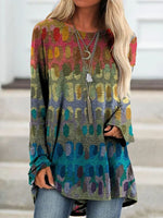 Matching Casual Tops Round Neck Long Sleeve Spot Printed Sweatshirts
