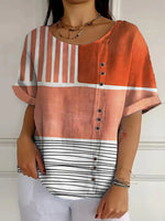 Orange Short Sleeve Round Neck Top