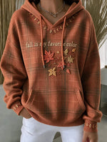 Casual Plaid Long Sleeve Hoodie