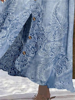 Women's Floral Printed Graphic Straight Fashion Split Button Maxi High Waist Skirt