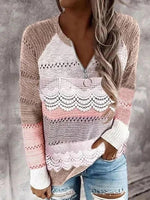 Multi Casual V Neck Stripe Long Sleeve Sweater