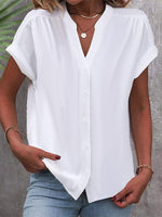 Women's Summer Casual Short-Sleeve Button-Front Blouse