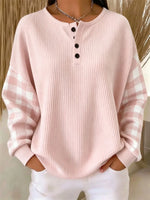 Casual Plain Henley Collar Long Sleeve Sweatshirt
