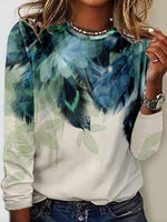 Casual Natural Leaf Print Blouse
