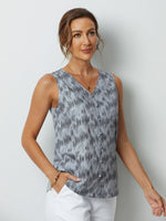 Casual Cute Print Buttons V-neck Sleeveless Blouse