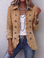 Western Pattern Print Long Sleeve Ruffle Jacket