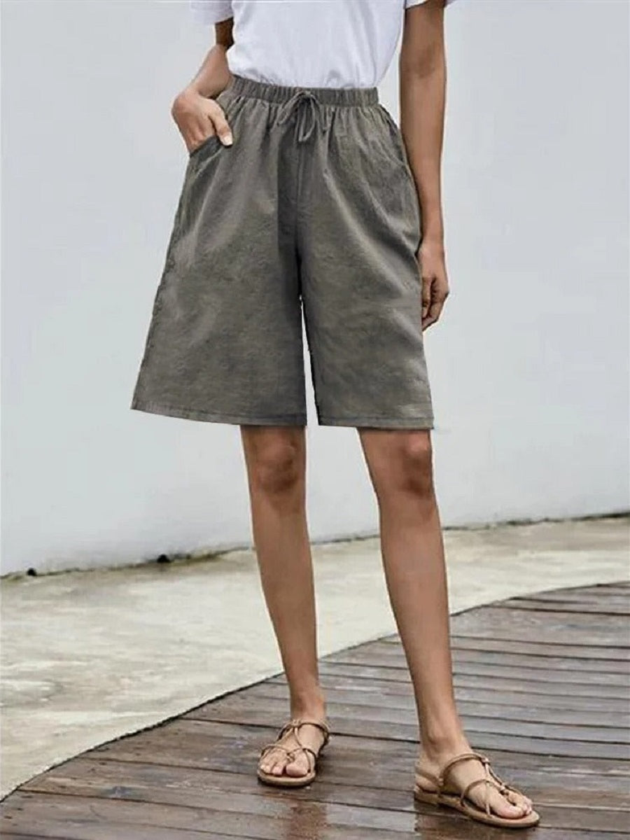 Deep Gray Casual Solid Short Pants with Pockets
