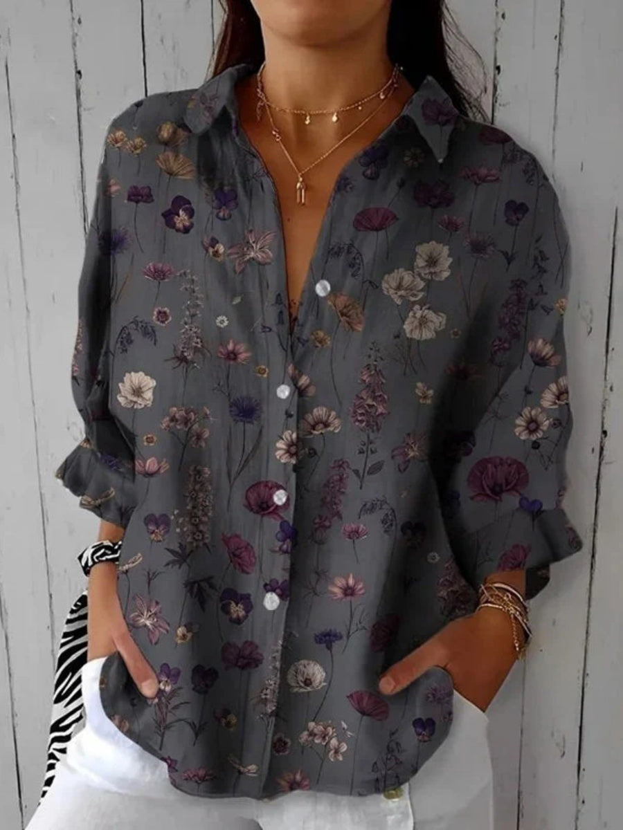 Vintage Floral Print Blouse