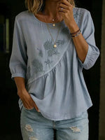Vintage Casual Round Neck Half Sleeve Blouse