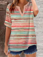 Casual Short Sleeve Pink Top