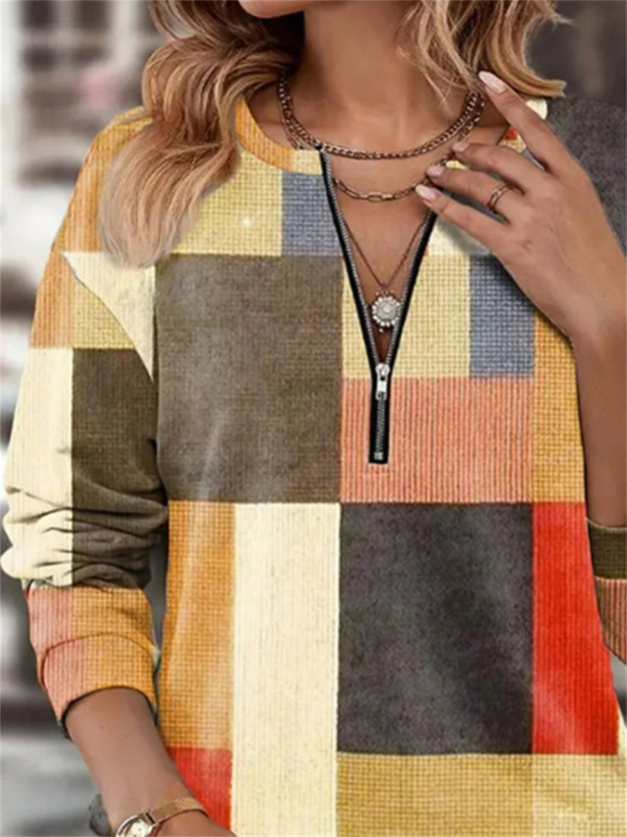 Casual Color Block Abstract Graphic Sweatshirt