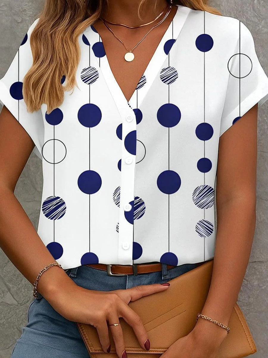 Unique Polka Dot Print Short Sleeve Shirt