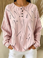 Casual Geometric Henley Collar Long Sleeve Sweatshirt