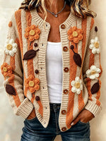 Women Floral Long Sleeve Comfy Vintage Printing Cardigan