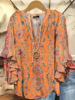 Vintage Casual V-neck 3/4 Sleeve Blouse