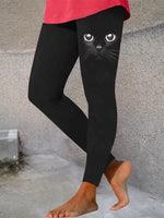 Cute Cat Facial Features Printed Casual Leggings