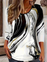 Chic Round Neck 3/4 Sleeve Top