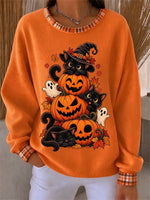 Casual Plaid Crew Neck Long Sleeve Sweatshirt