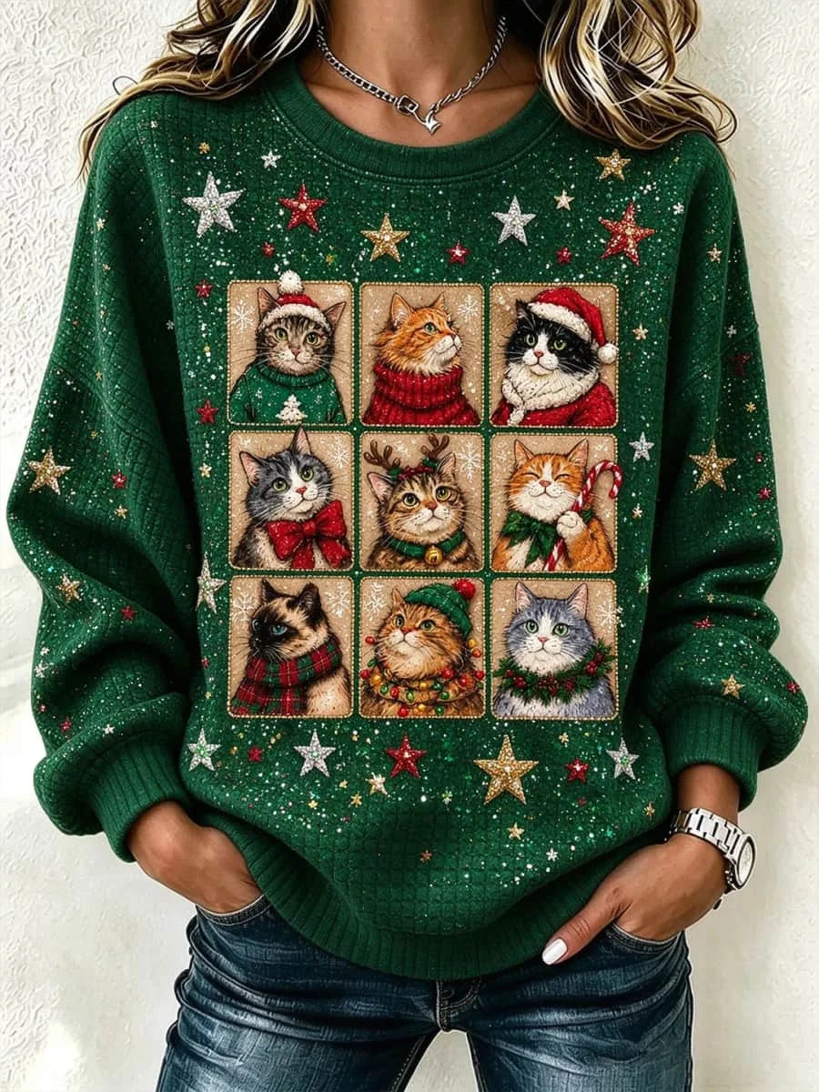 Vintage Christmas Crew Neck Long Sleeve Sweatshirt