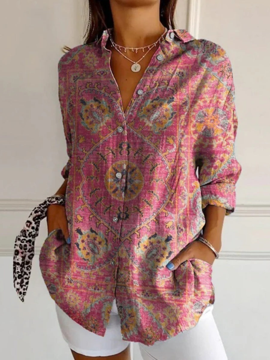 Vintage Ethnic Print Blouse
