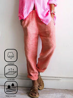 Striped Cotton And Linen Casual Harem Pants